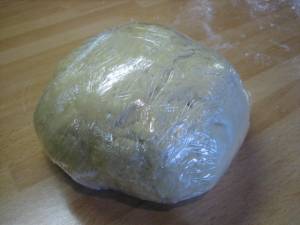 Dough wrapped in cling film